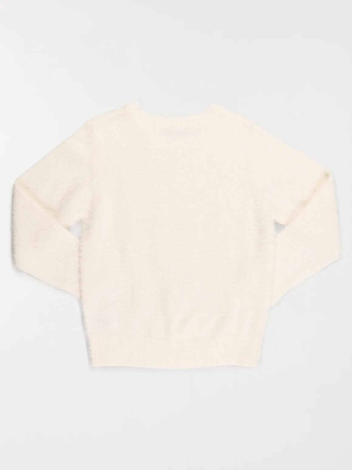 Pull fille écru col rond (3-12A)