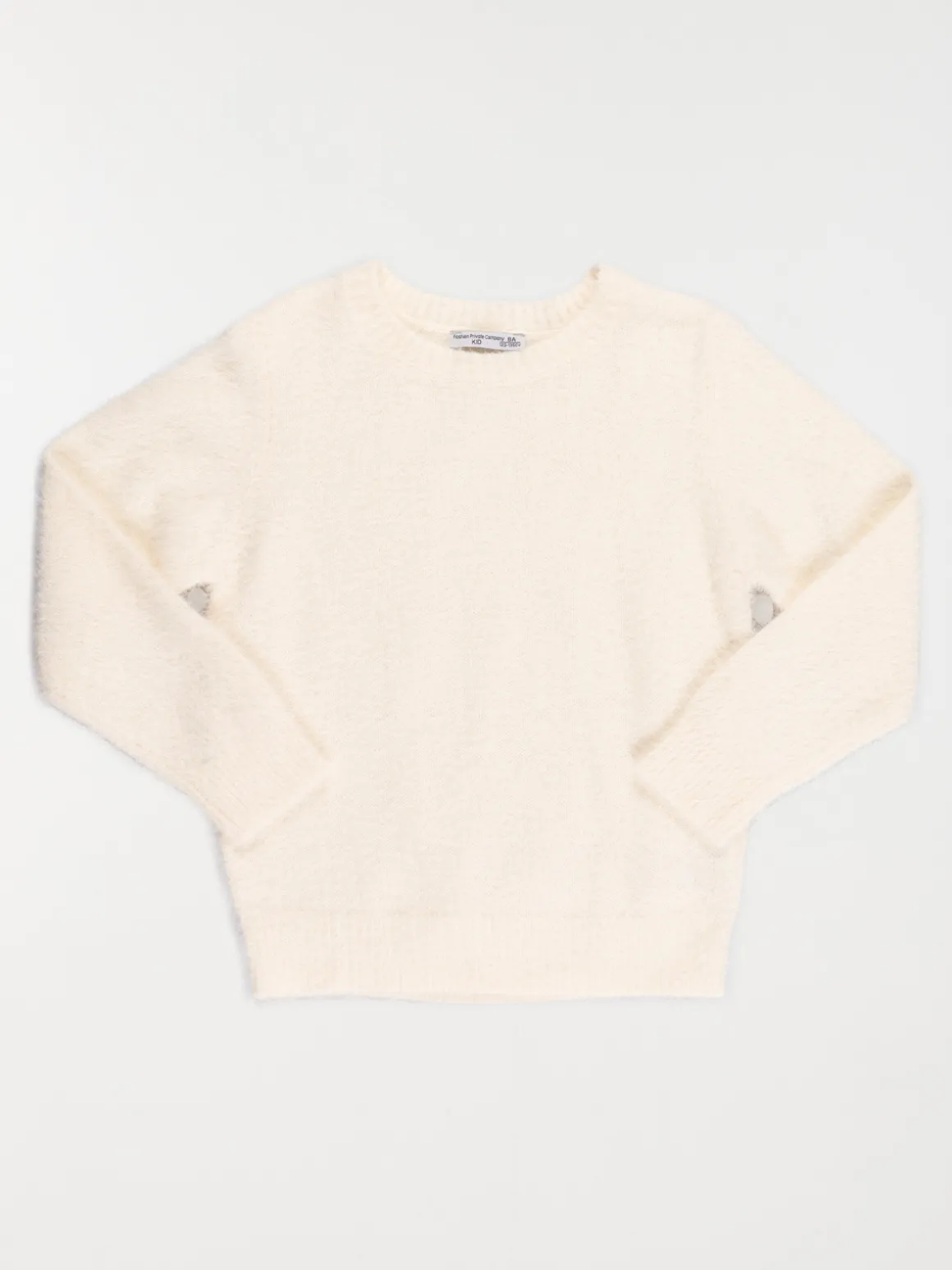 Pull fille écru col rond (3-12A)