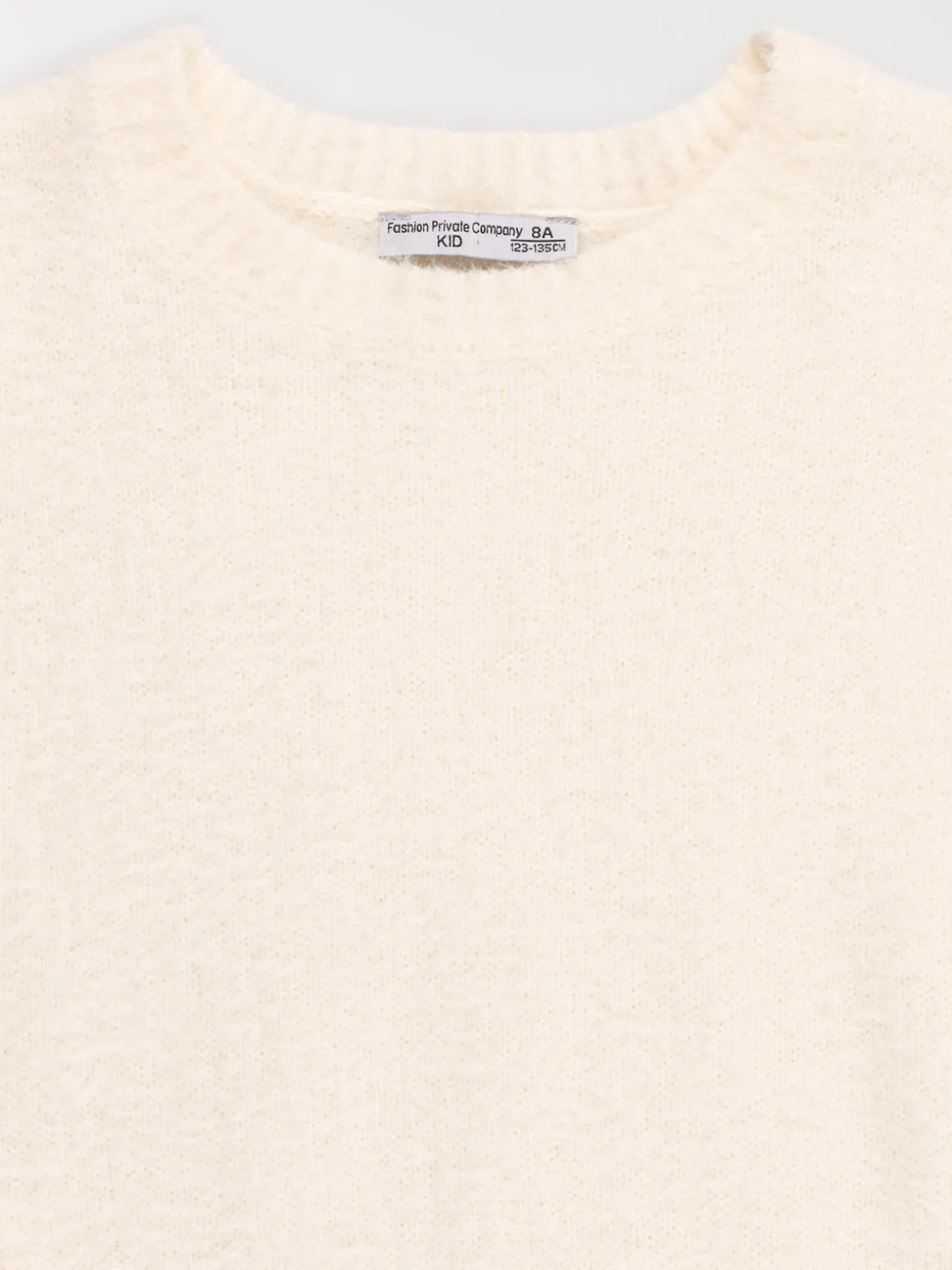 Pull fille écru col rond (3-12A)