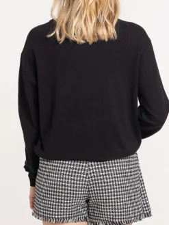 Pull fin col rond coloris noir femme