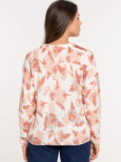 Pull fleuri col rond femme