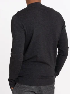 Pull homme col montant gris anthracite