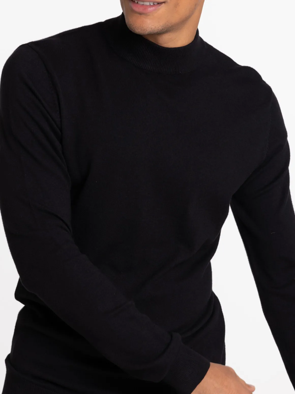 Pull homme col montant noir homme