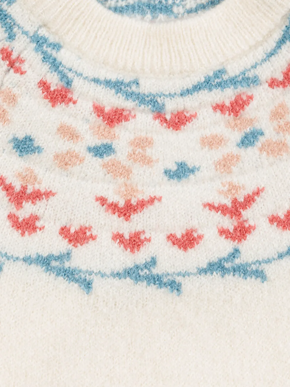 Pull jacquard col rond fille (3-12A)