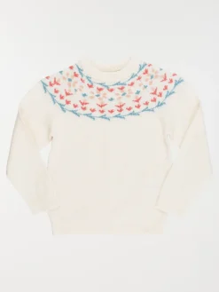 Pull jacquard col rond fille (3-12A)