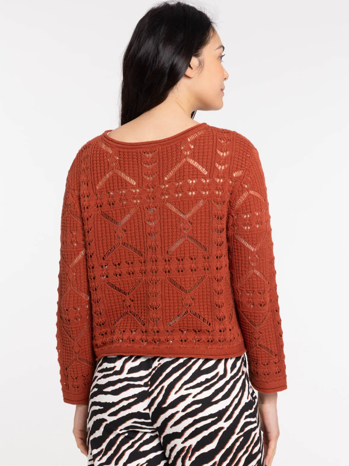 Pull maille ajourée femme