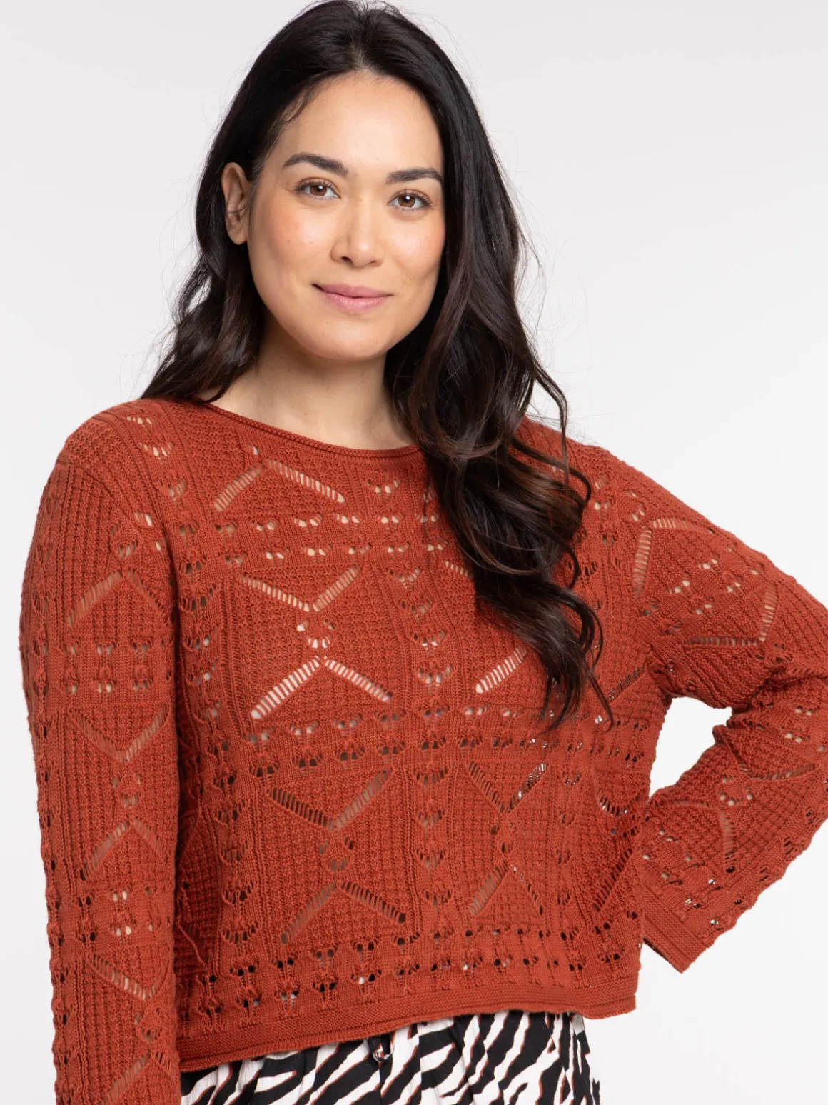 Pull maille ajourée femme