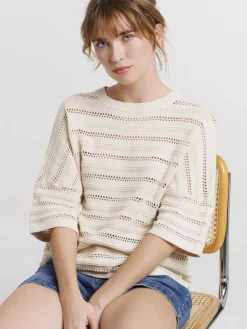 Pull maille ajourée femme