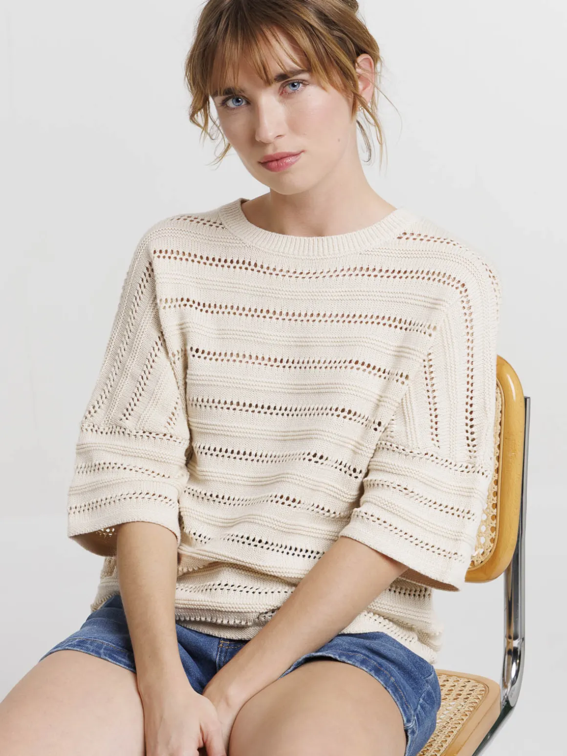 Pull maille ajourée femme