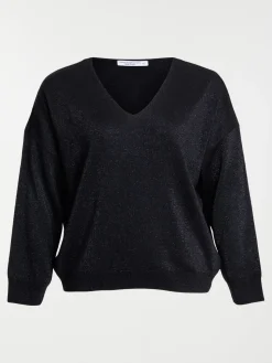 Pull noir brillant grande taille femme