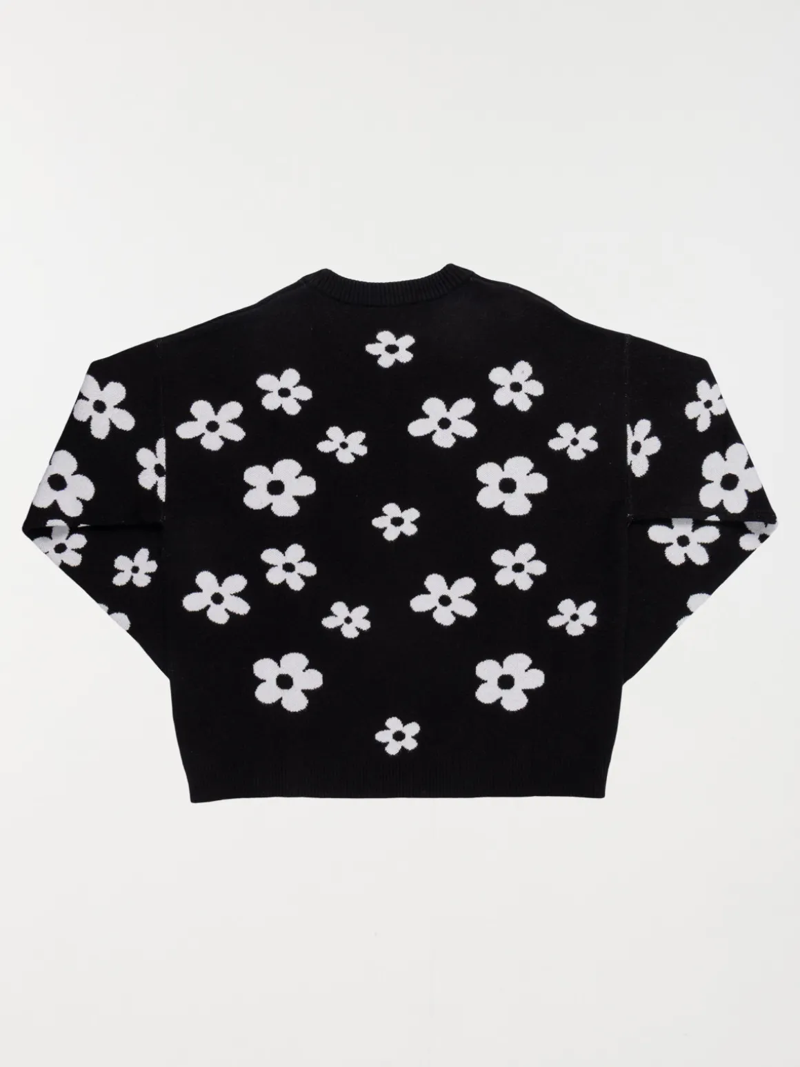 Pull noir motif fleuri fille (XXS-M))