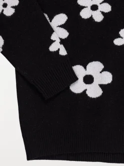 Pull noir motif fleuri fille (XXS-M))