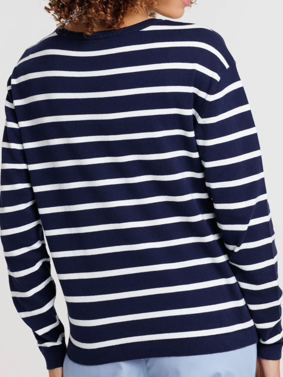Pull officier col rond rayé femme