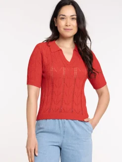 Pull polo manches courtes femme