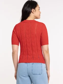 Pull polo manches courtes femme