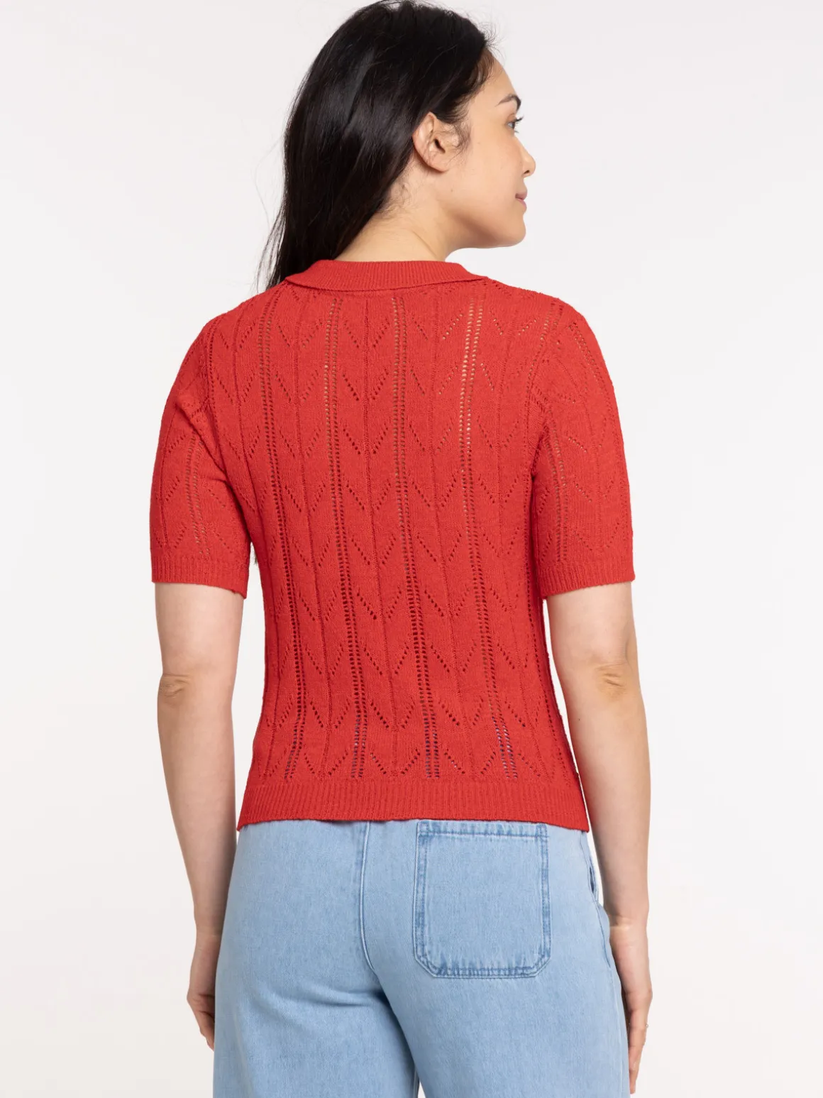 Pull polo manches courtes femme