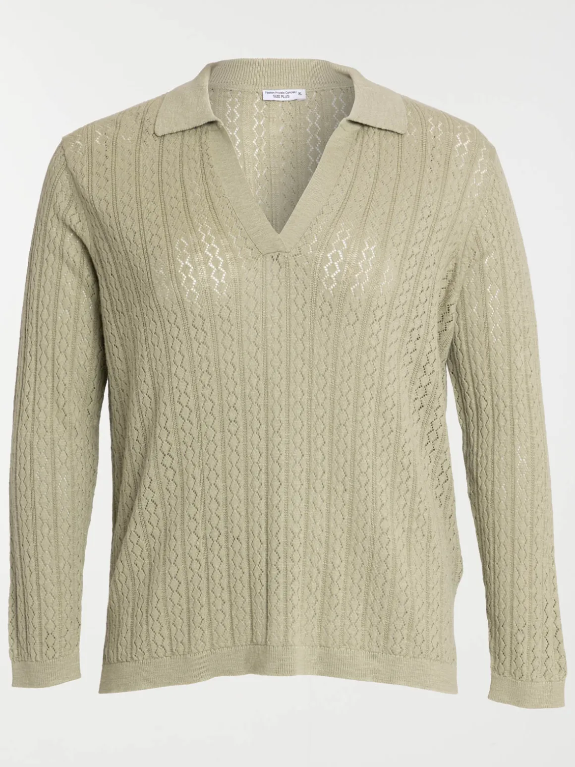 Pull polo sauge grande taille femme
