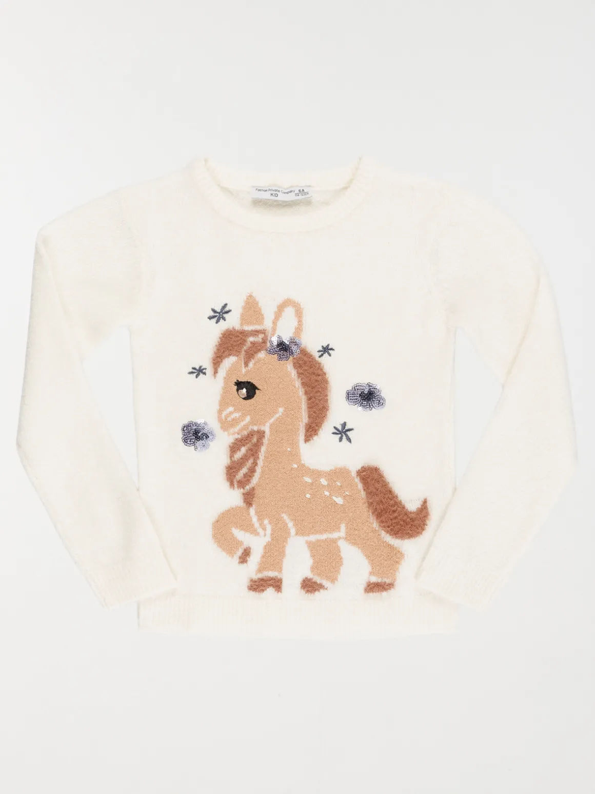 Pull poney et sequins fille (3-12A)
