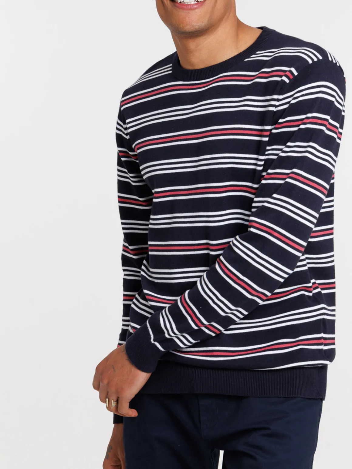 Pull rayé 100% coton homme
