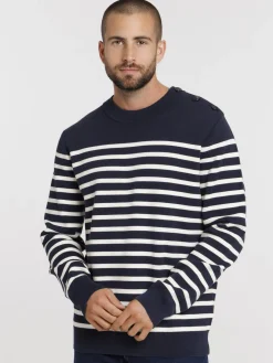 Pull rayé col rond homme