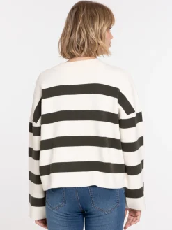 Pull rayures col rond femme