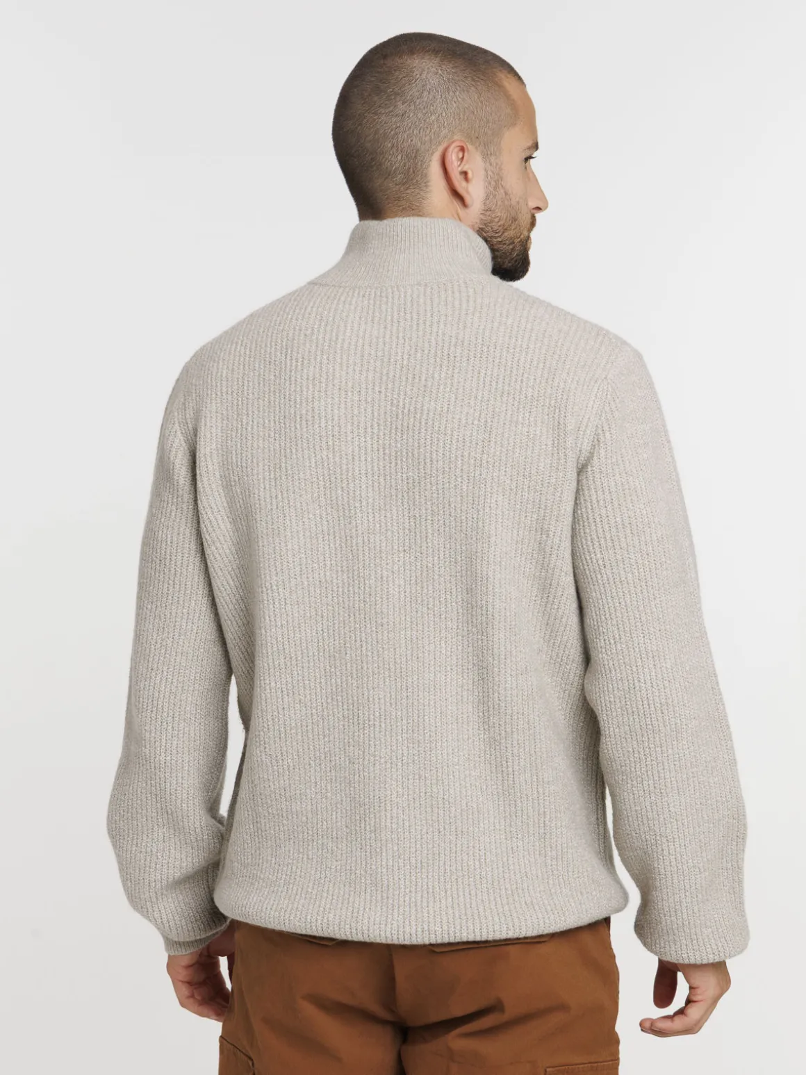 Pull zippé col montant homme