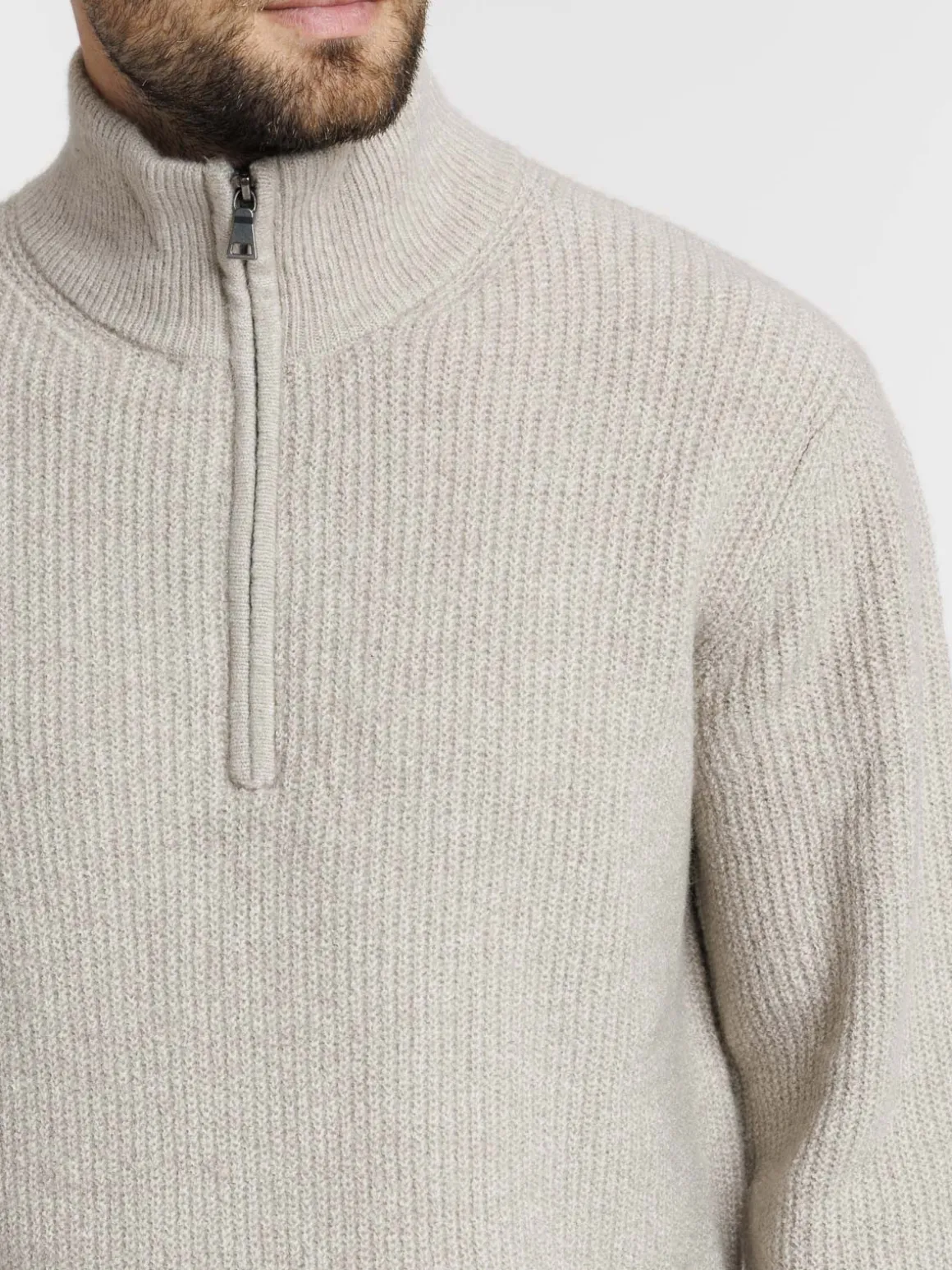 Pull zippé col montant homme