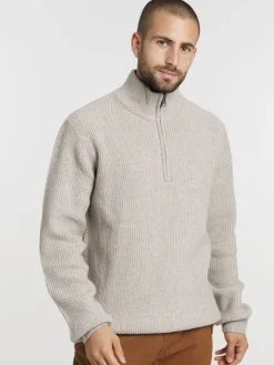 Pull zippé col montant homme