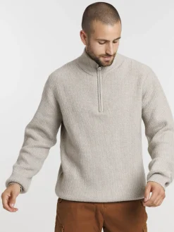 Pull zippé col montant homme