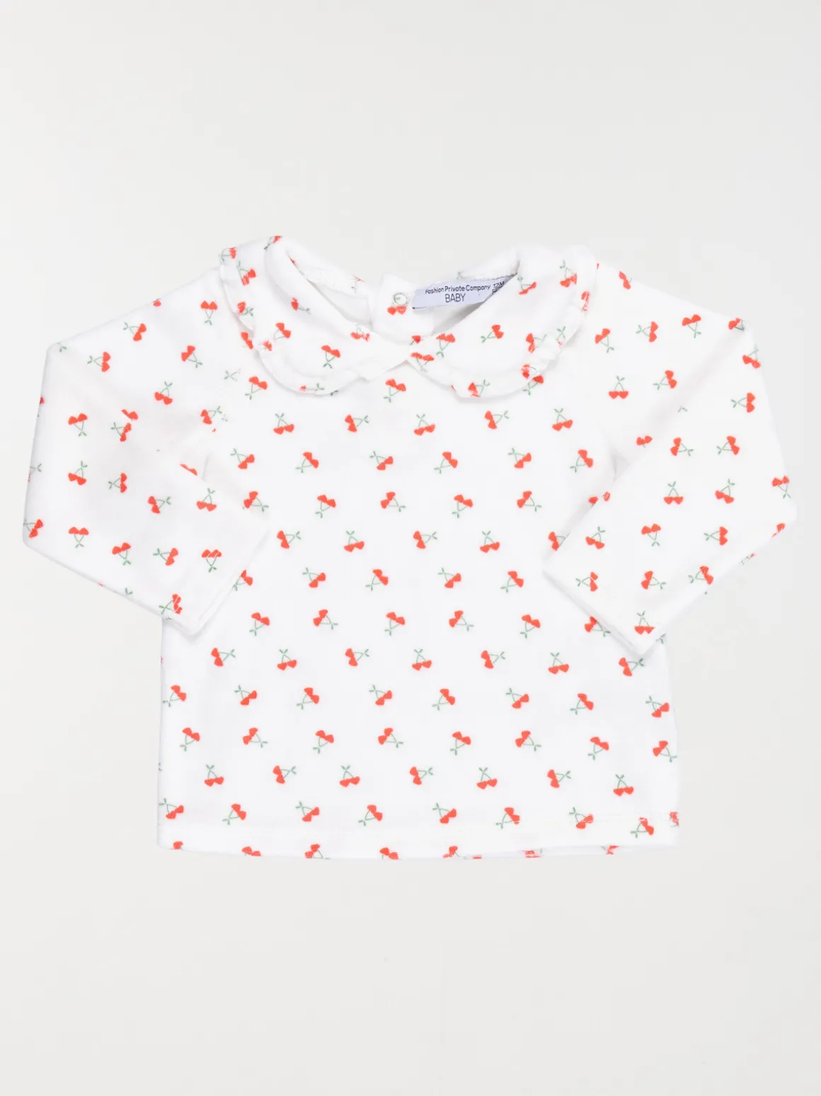 Pyjama cerise col claudine fille (6-36M)
