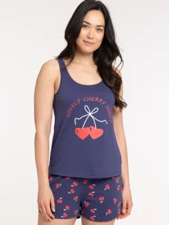 Pyjama court cerises femme