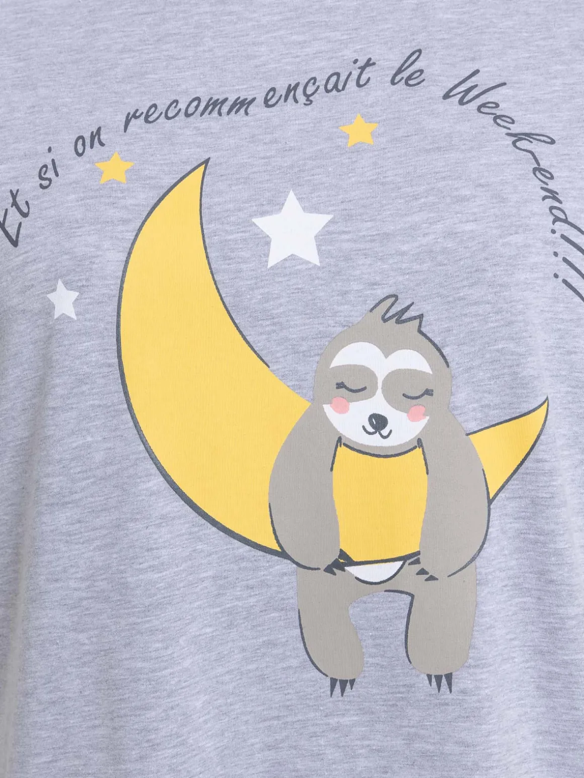 Pyjama gris chiné grande taille femme