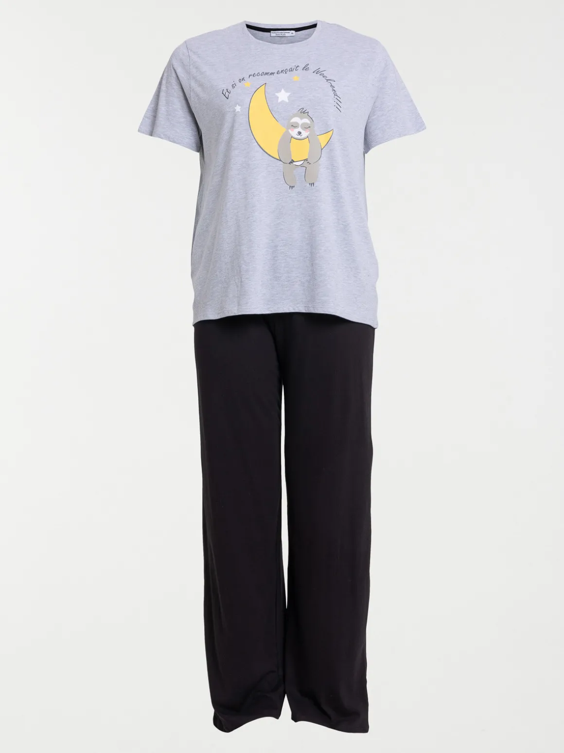 Pyjama gris chiné grande taille femme