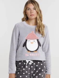Pyjama polaire pingouin femme