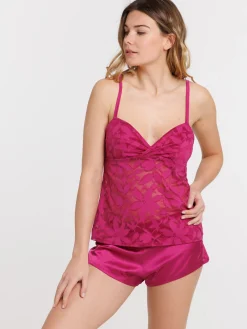 Pyjashort dentelle plum femme