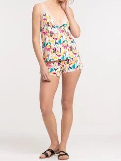 Pyjashort fleuri pêche femme