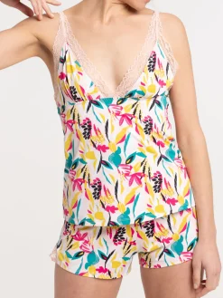 Pyjashort fleuri pêche femme