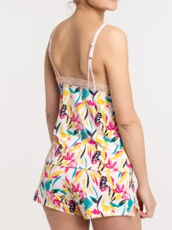 Pyjashort fleuri pêche femme