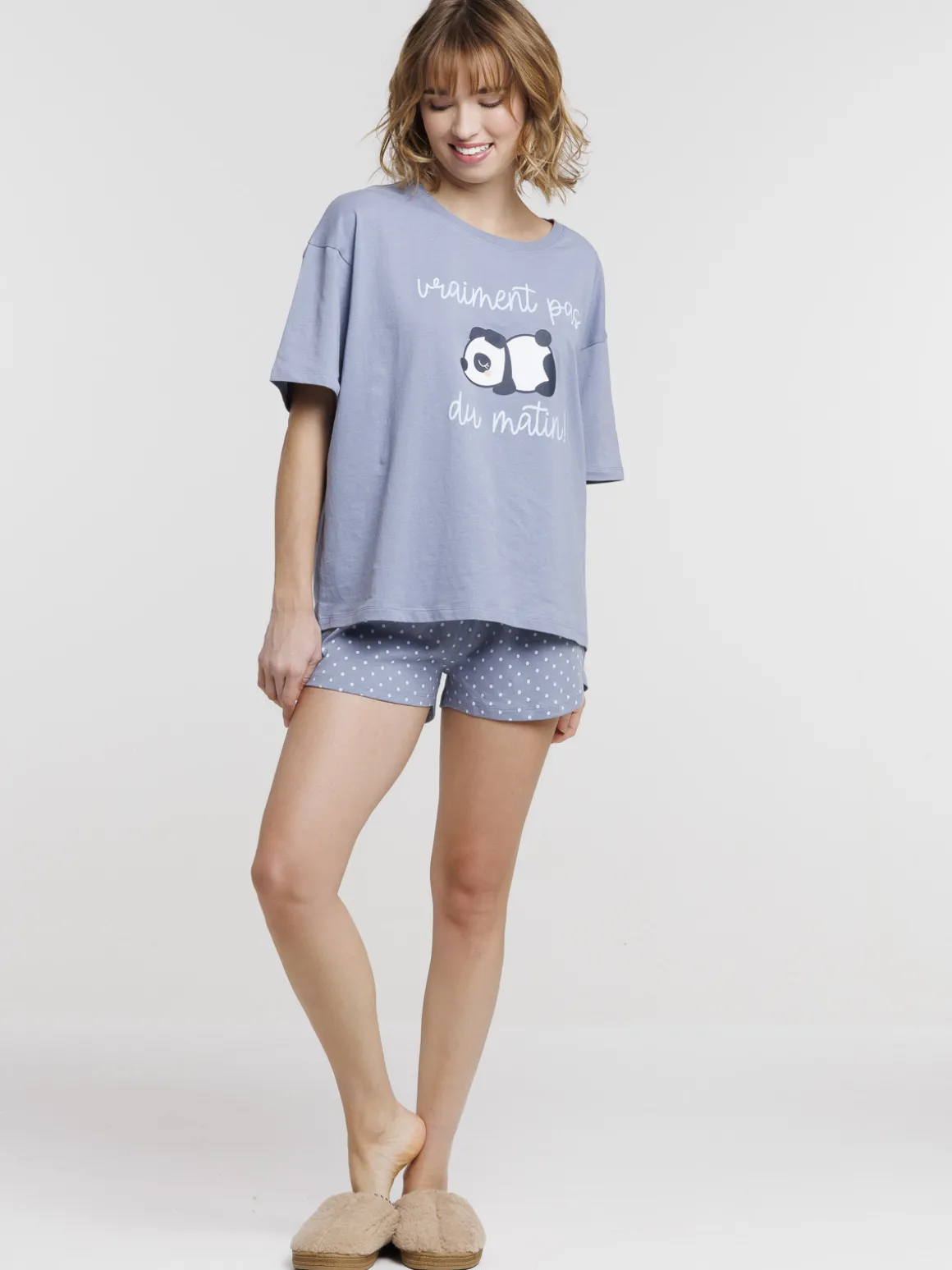 Pyjashort panda et message femme