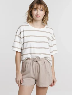 Pyjashort rayé coeur femme