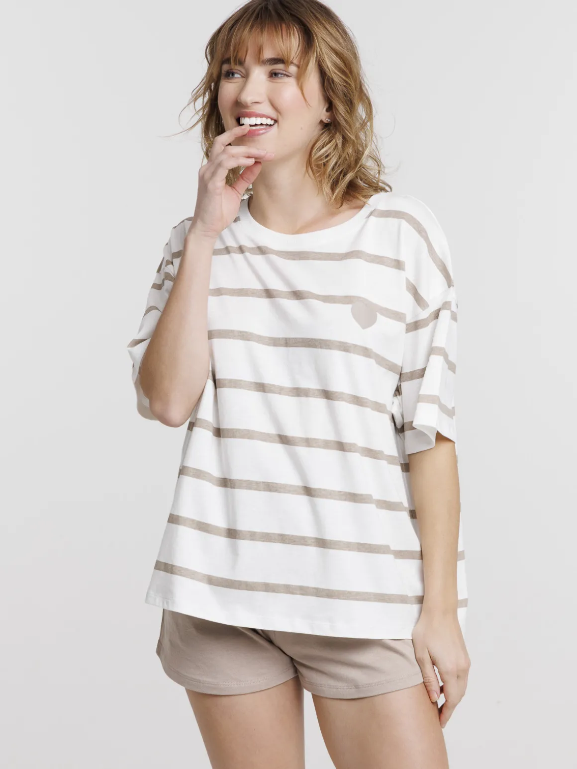 Pyjashort rayé coeur femme