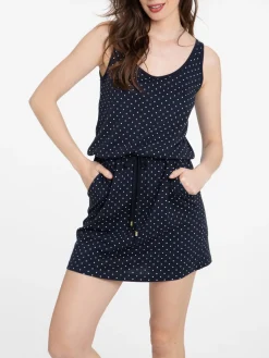 Robe à pois taille élastiquée femme