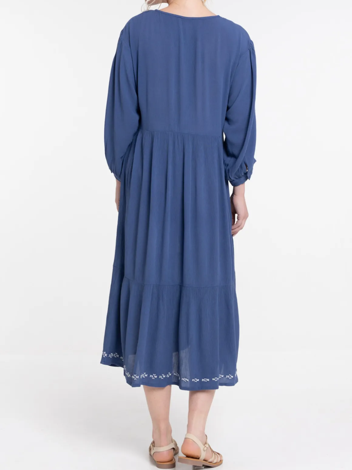Robe avec broderies bleu de fès femme
