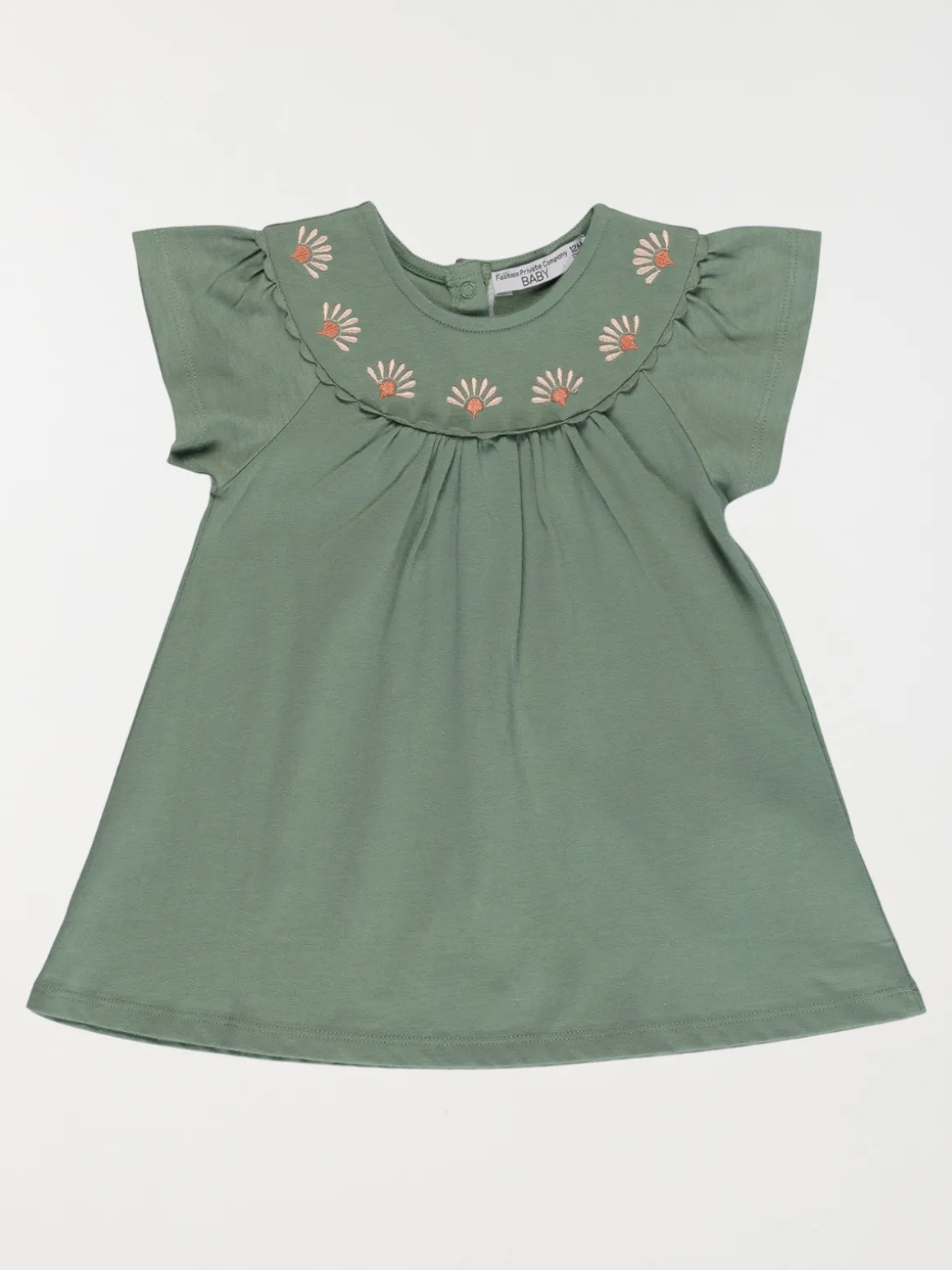 Robe brodée tilleul grisé fille (3-36M)