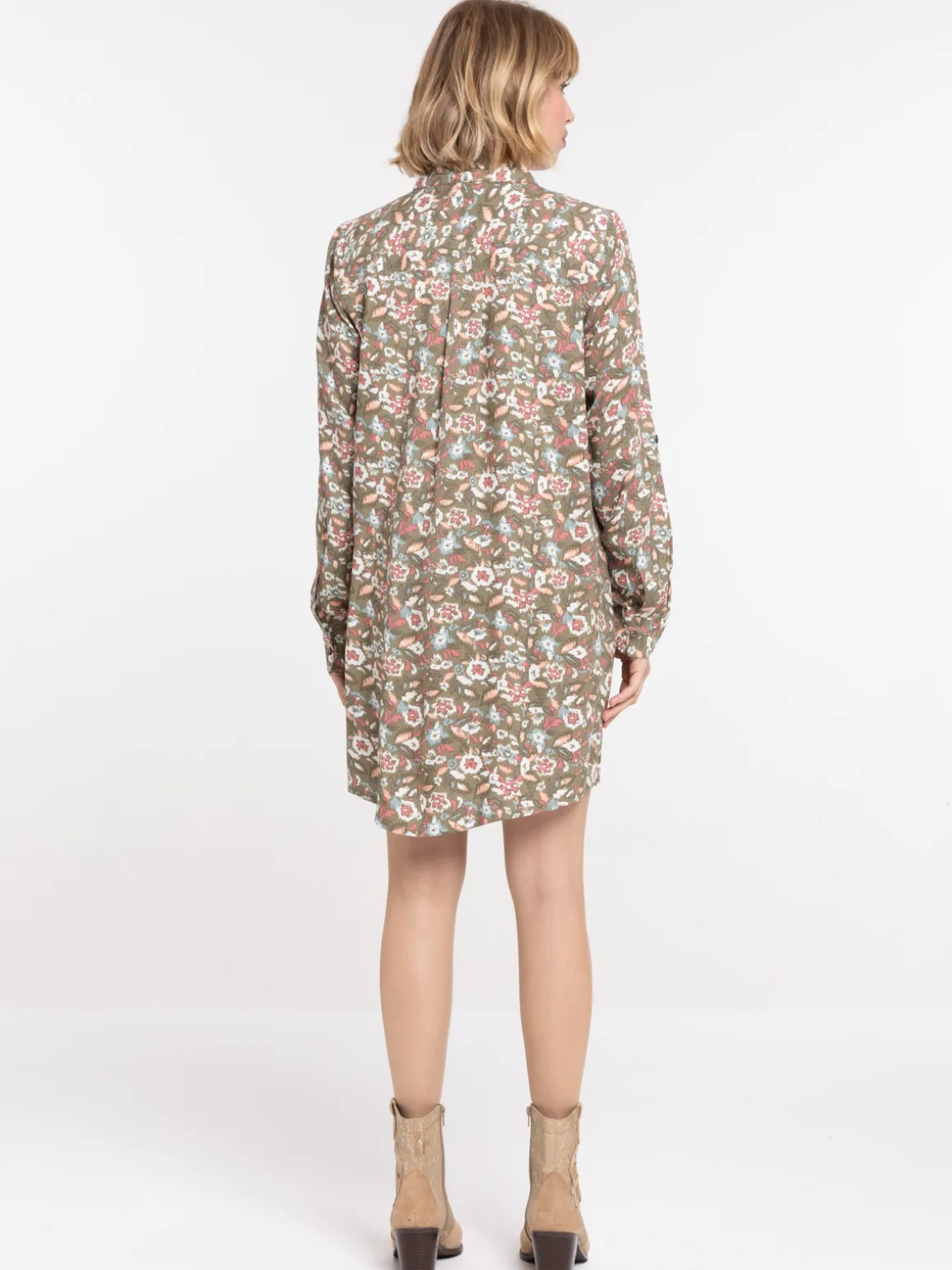 Robe chemise courte fleurie femme