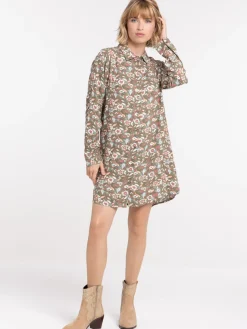 Robe chemise courte fleurie femme