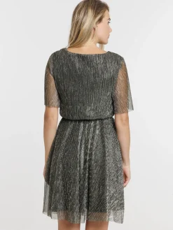 Robe courte avec fibre métallisée femme
