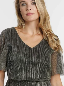 Robe courte avec fibre métallisée femme