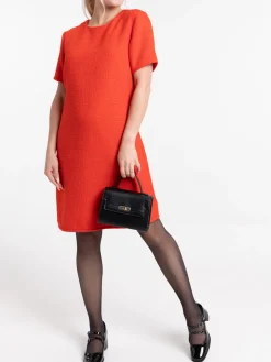 Robe courte en tweed rouge femme