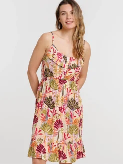 Robe courte femme motif tropical